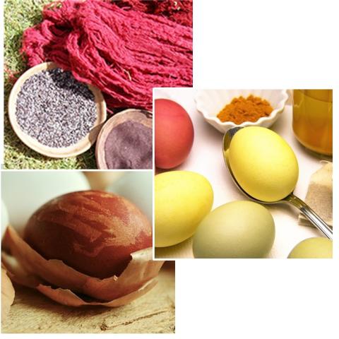 Natural Dye Examples: onion skin, cochineal, tumeric
