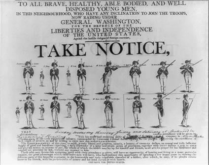 Recruiting broadside for the 11th regiment, commanded by Lt. Aaron Ogden (who were cantoned at the Union Camp). Source: Library of Congress.