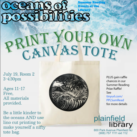 Print your own canvas tote- teen craft flyer