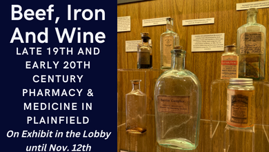 historical medicine bottles on display now