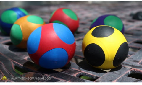 Stressballs in multiple colors made out of flour encased in balloons