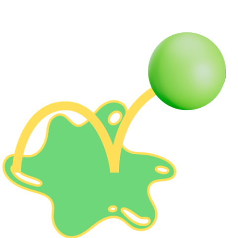 A green ball bouncing out of a puddle of slime