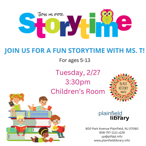 Join us for a fun storytime about African-American culture with Ms.T