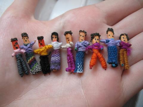 A selection of worry dolls, courtesy Leena, CC BY 3.0 <https://creativecommons.org/licenses/by/3.0>, via Wikimedia Commons