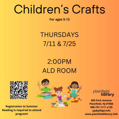 Join us for summer crafts with Miss Mary Lou.