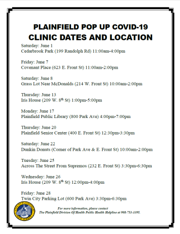 Plainfield Pop Up Covid-19 Clinic Dates and Locations (2024) 