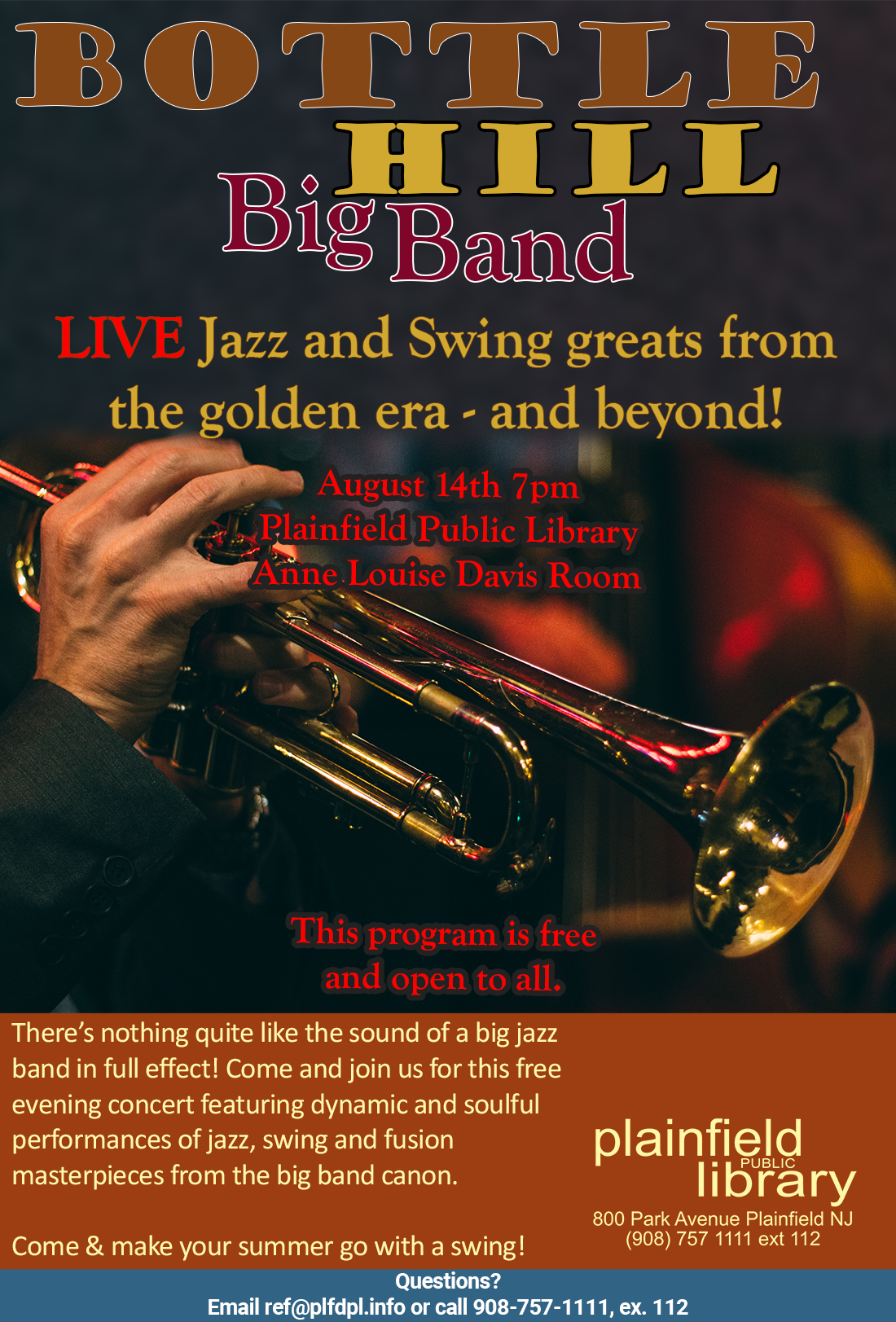 Free Big Band Jazz Concert with the Bottle Hill Big Band