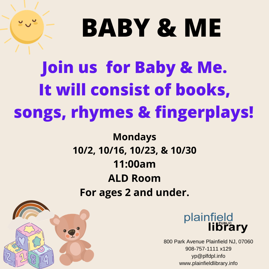 Join us for Baby & Me with songs, rhymes, books and fingerplays!