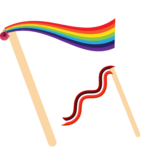 Two ribbon wands made with different color ribbons and a bell.